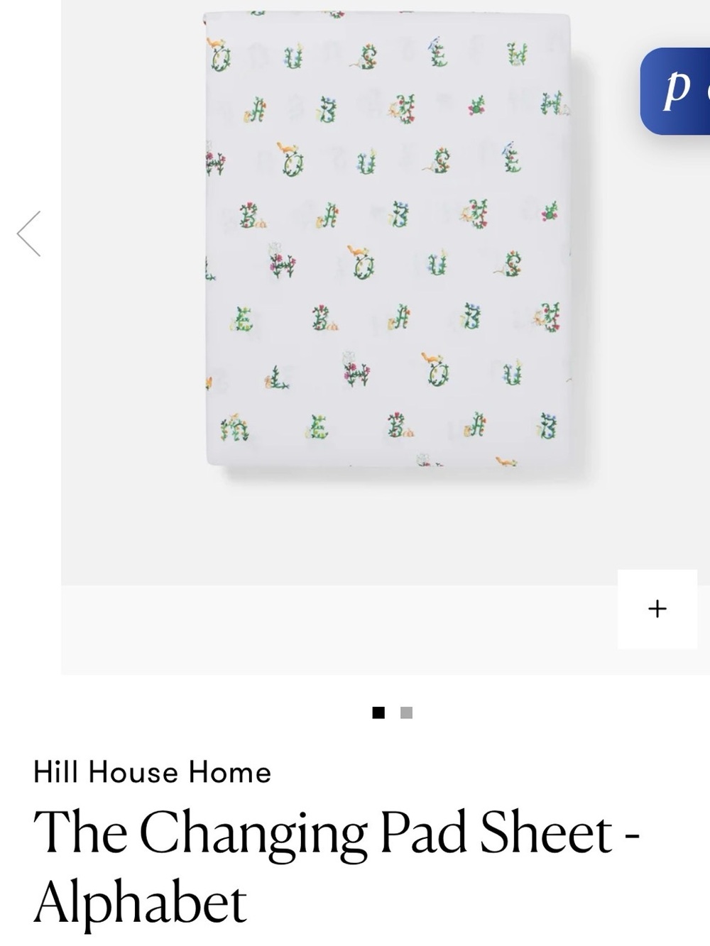 Hill House White Alphabet Changing Pad Sheet